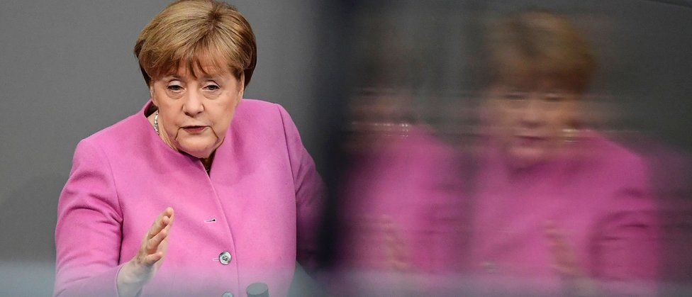 Angela Merkel in Germany's Bundestag (9 March)