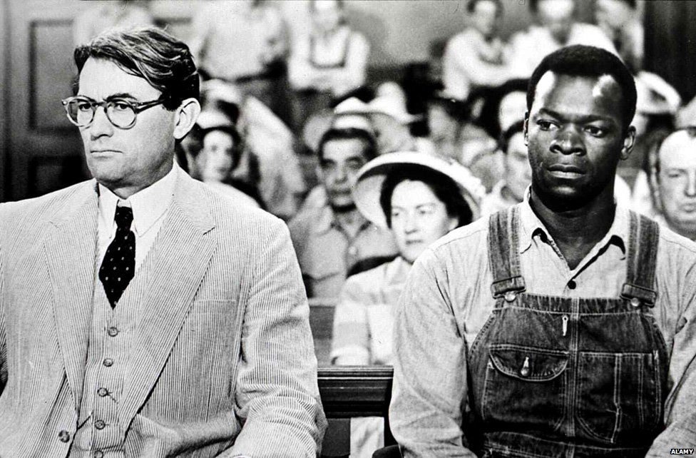 Gregory Peck as Atticus Finch and Brock Peters as Tom Robinson in To Kill a Mockingbird