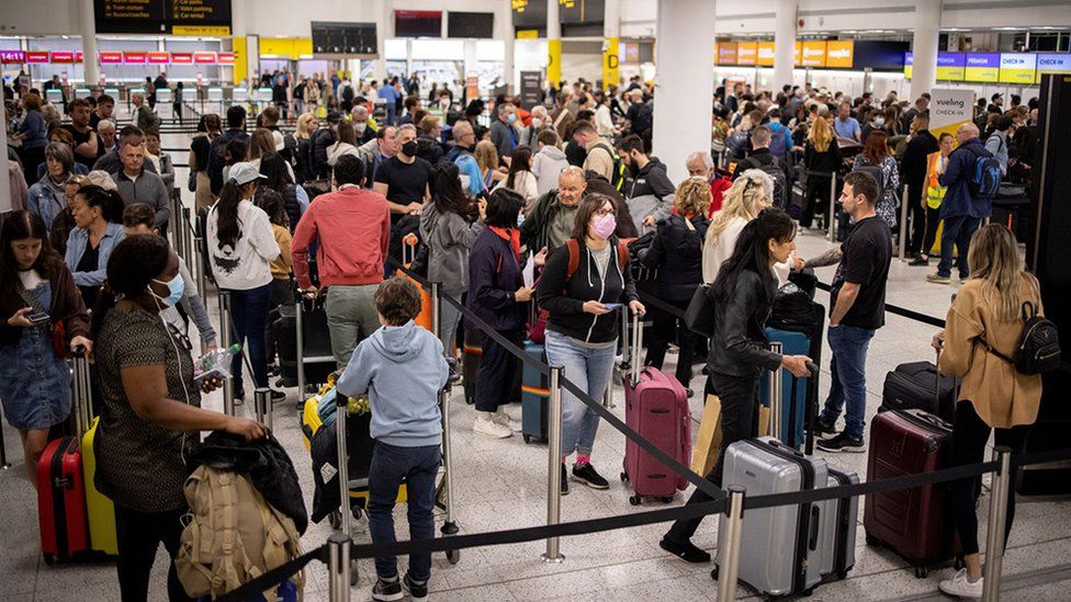 Queues at Gatwick Airport