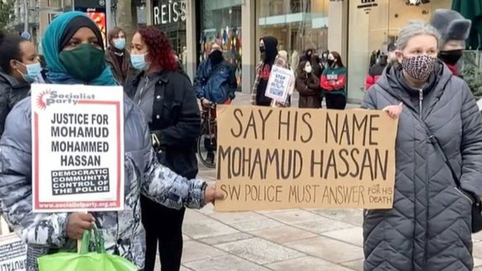 Protesters in Cardiff city centre