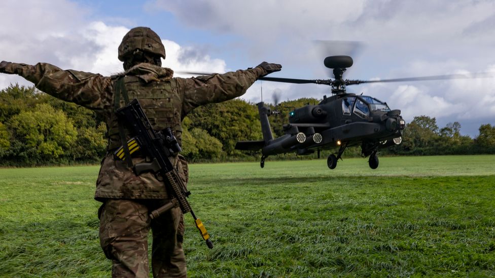 The Apache helicopter during it's testing process