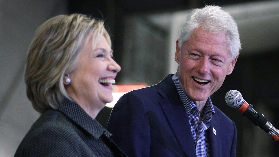 Hillary and Bill Clinton at an event in Iowa