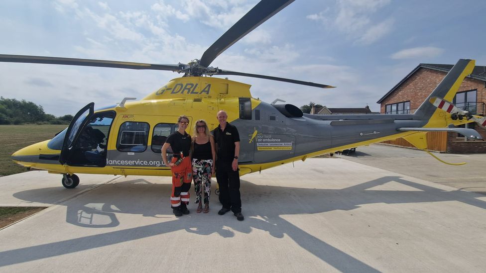 Michelle Bray with members of the air ambulance team