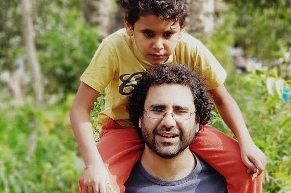 2019 photo of Alaa Abdel Fattah and his son Khalid