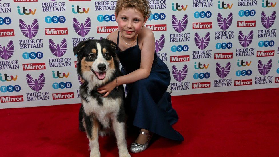 Freya with Echo at the Pride of Britain Awards