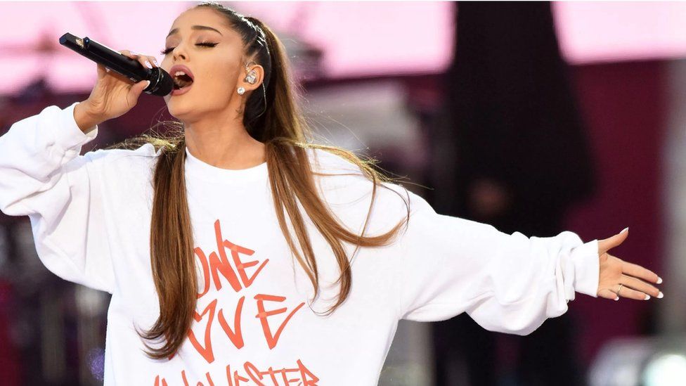 Ariana Grande performs at the One Love Manchester concert
