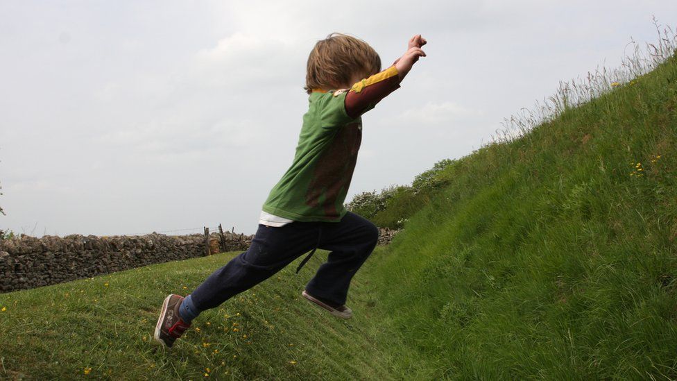 Young boy jumping