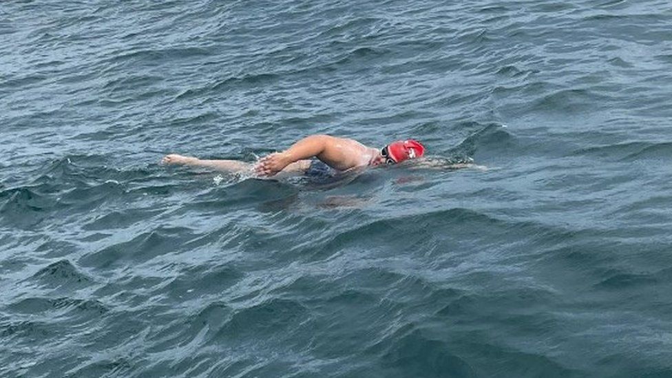 Sophie Etheridge swimming in the Channel