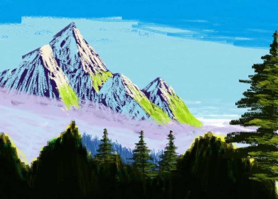 Mountain scene done in Paint by Valprine