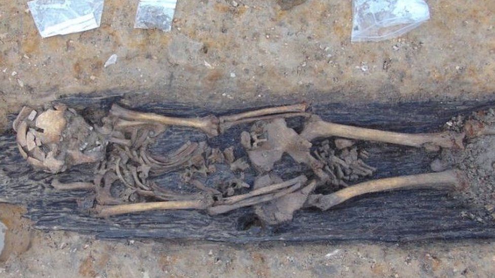 Anglo-Saxon skeleton at Great Ryburgh in Norfolk