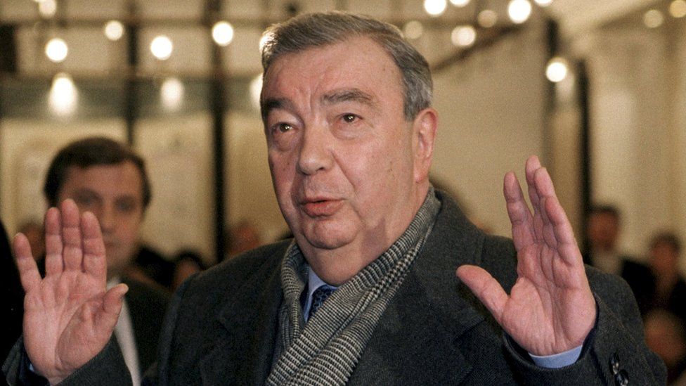 Former Russian prime minister Yevgeny Primakov, leader of the opposition Fatherland-All Russia bloc, gestures on the day of the parliamentary elections in Moscow, Russia, in this file picture taken December 19, 1999.