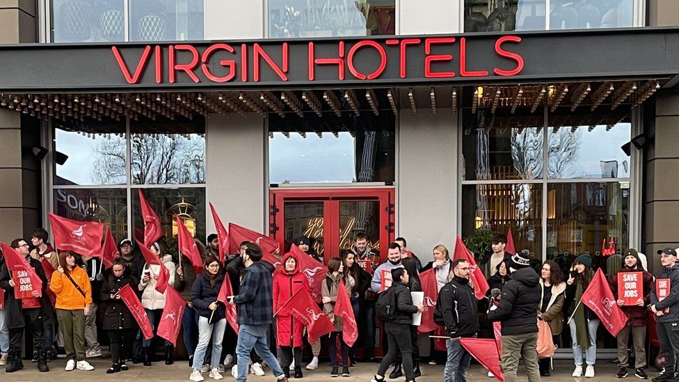 Staff protest at Virgin Hotels, Glasgow