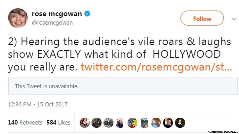 A tweet from Rose McGowan