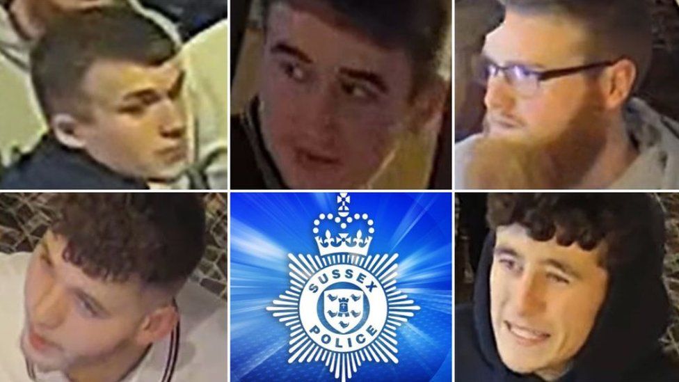 Five men pictured from CCTV footage