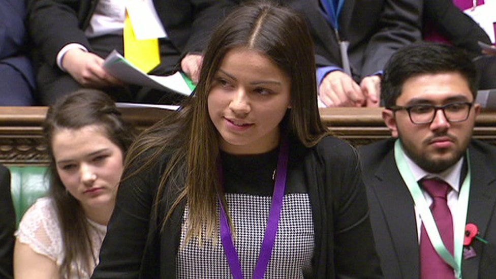Alisha from Carmarthenshire spoke in a UK Youth Parliament debate in 2015