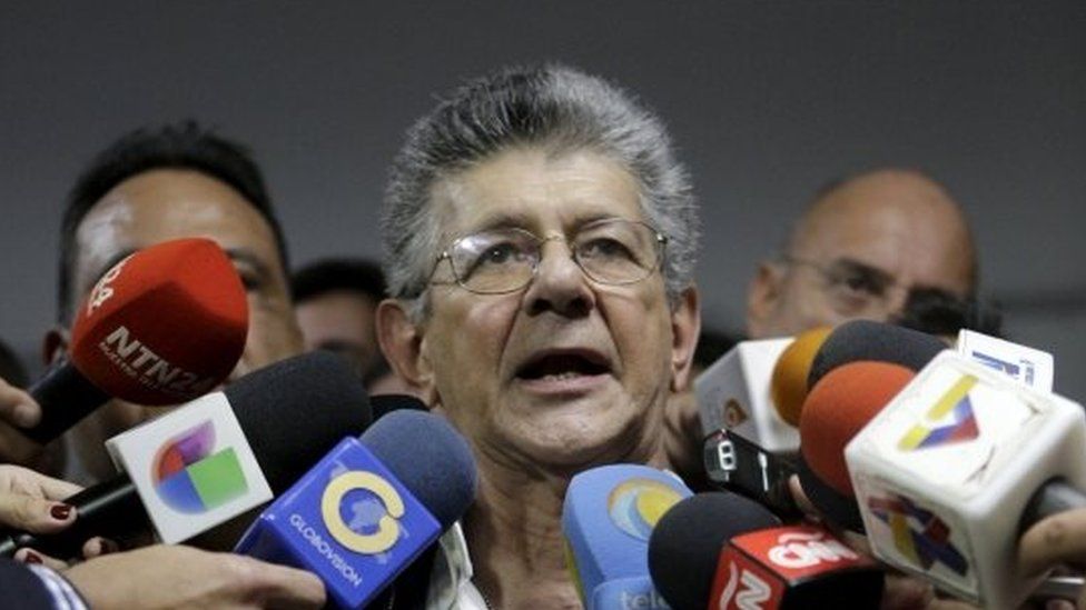 Henry Ramos Allup during a news conference in Caracas on 3 January, 2016.