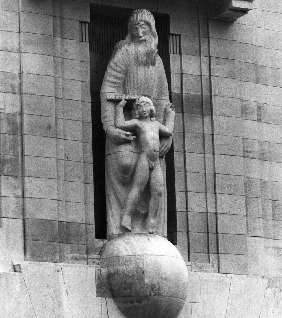 The Prospero and Ariel statue carved by Eric Gill, which adorns the BBC's Broadcasting House
