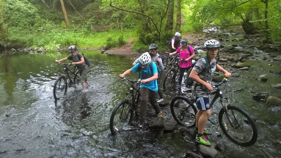 Cycling skills course at Talybont, Powys