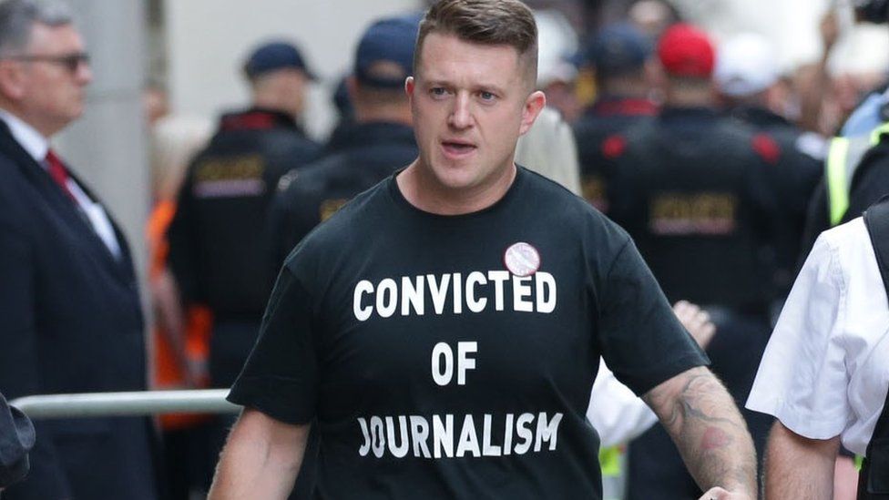 Tommy Robinson arrives at court