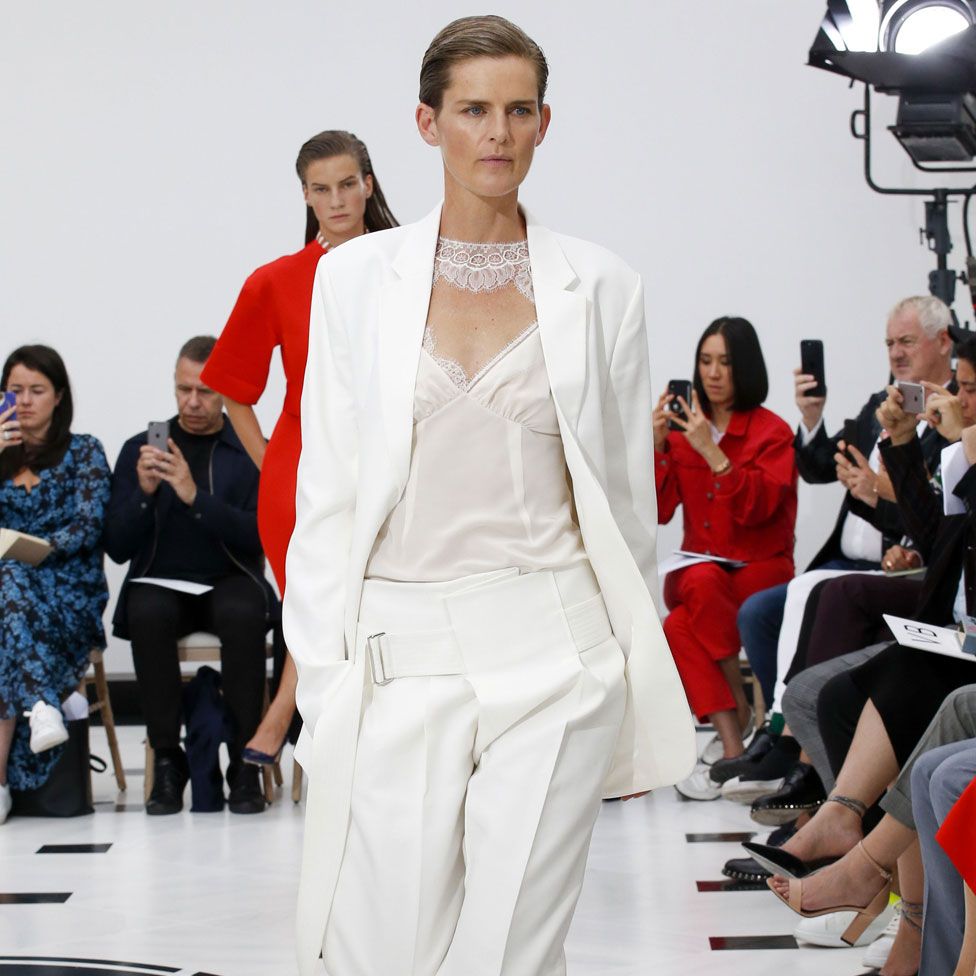 Stella Tennant on the runway at the Victoria Beckham show