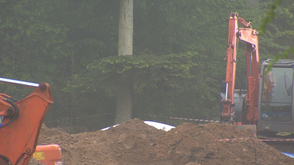 A forensic tent has been placed at the site where human remains were found in Foret Domaniale on Saturday
