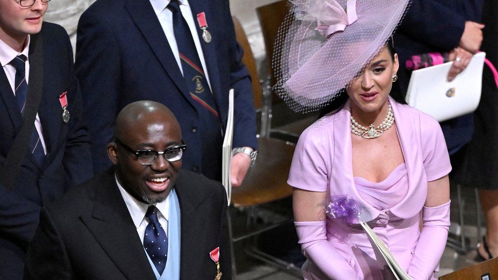 Edward Enninful and Kate Perry at the Coronation