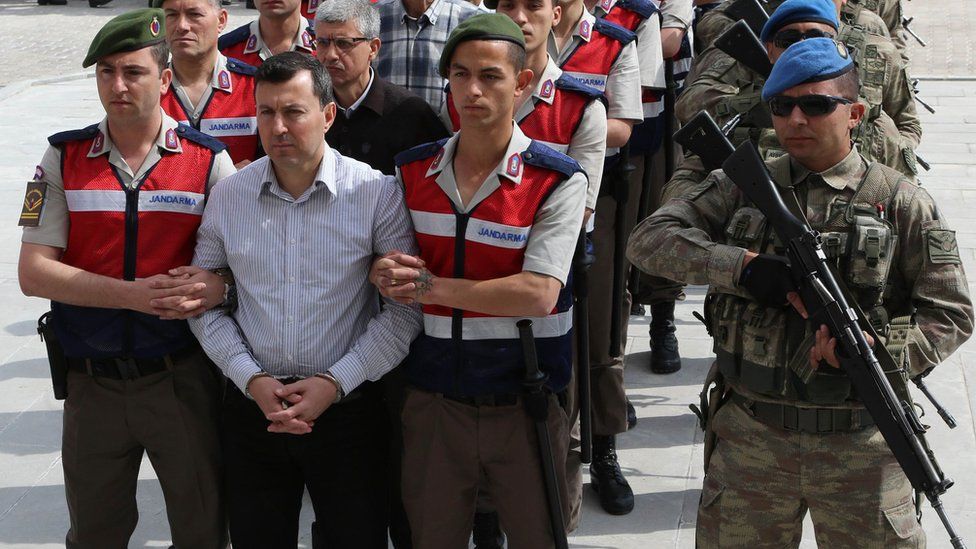 Coup suspects paraded outside courthouse in Ankara, 22 May 17