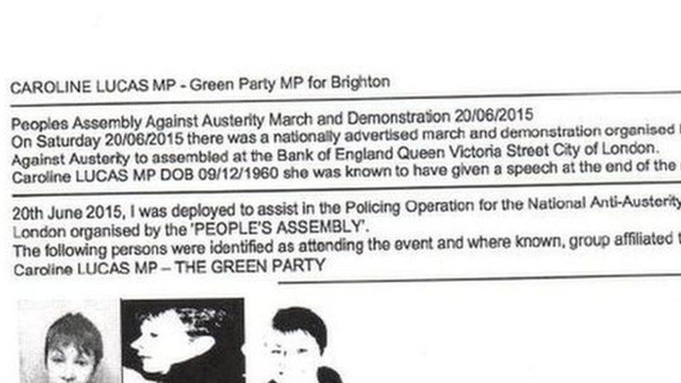 police file on Caroline Lucas MP