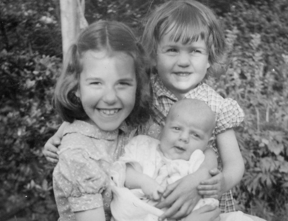 Penelope, Rosalind and Victoria as a baby