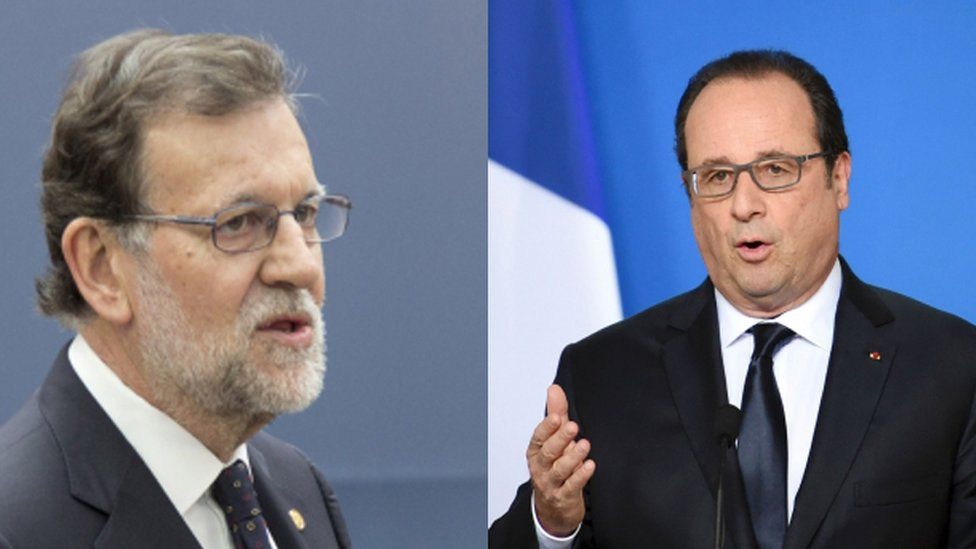 Mariano Rajoy and Francois Hollande