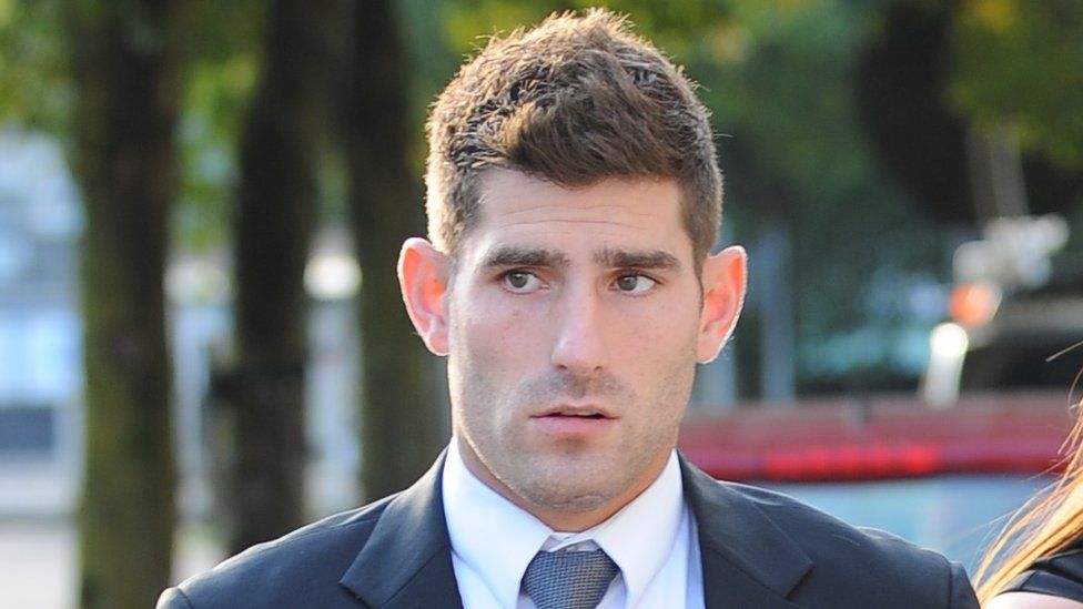 Ched Evans arrives for court on Wednesday