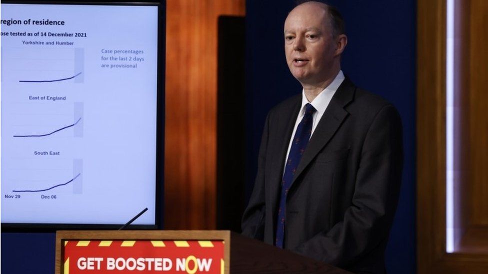 Chris Whitty during a media briefing in Downing Street, London, on coronavirus (Covid-19). Picture date: Wednesday December 15, 2021