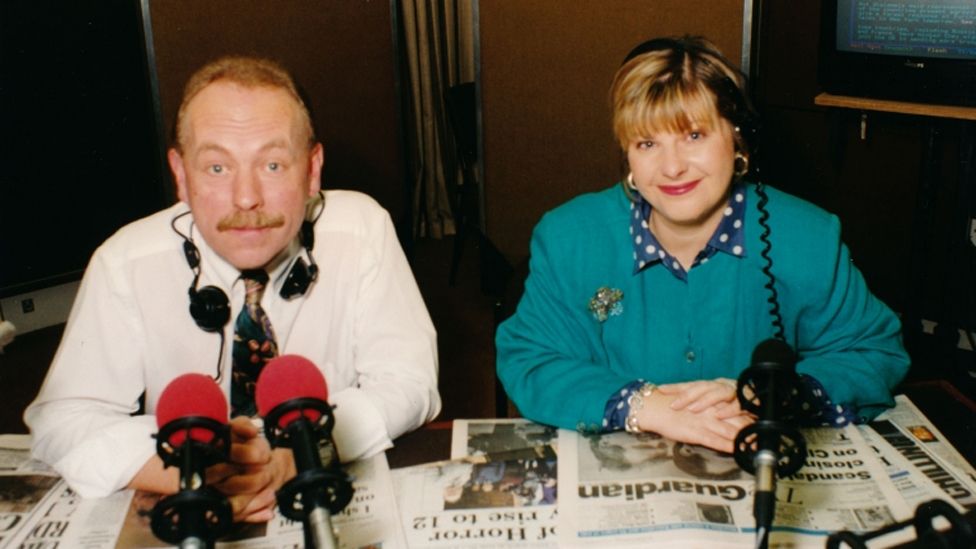 Good Morning Wales presenters Peter Johnson and Gail Foley in the 1990s