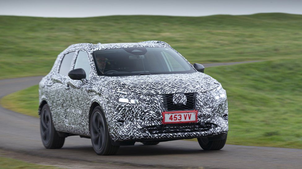 The new Nissan Qashqai hybrid in a camouflage paint scheme