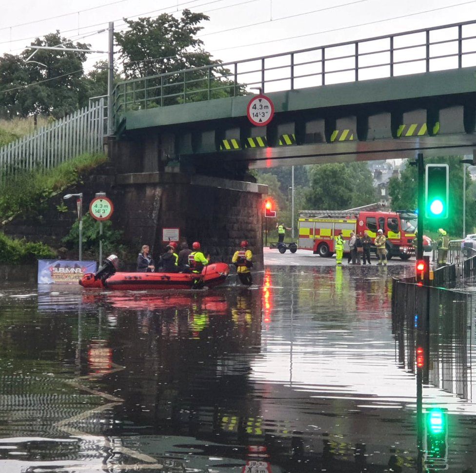 Scottish Fire and Rescue Service rescuing members of Stirling Rugby Club