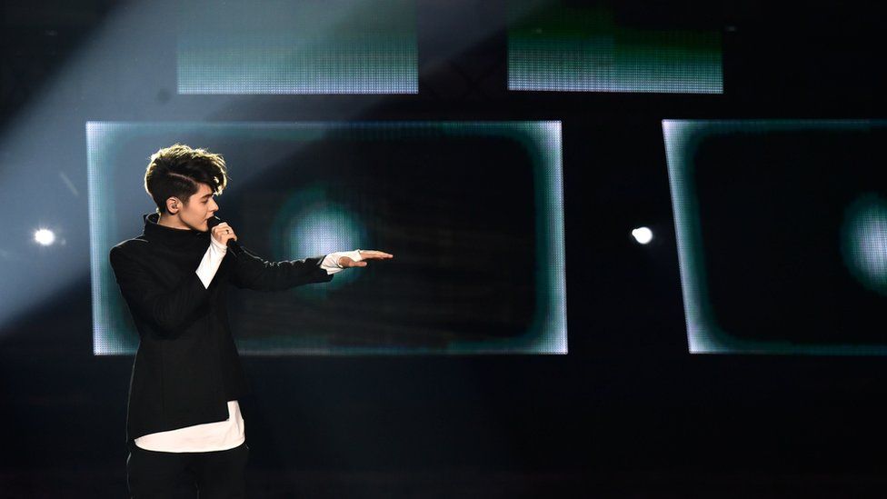 Kristian Kostov of Bulgaria performs with the song Beautiful Mess during the Second Semi-Final of Eurovision Song Contest