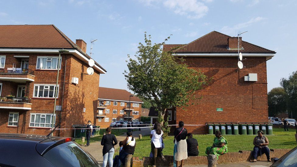 Police cordon outside scene of shooting in East Finchley on 15 September