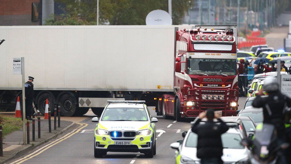 Britain tries to identify 39 bodies found in truck