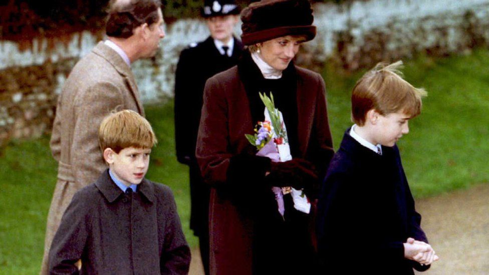 Princess Diana with Princes Harry and William