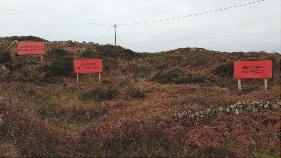 Three billboards praising Martin McDonagh in County Galway