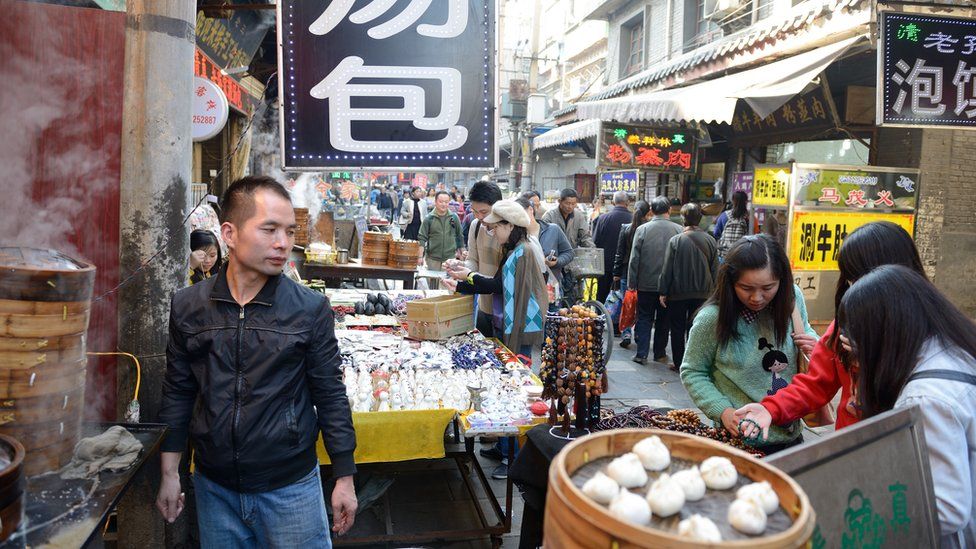 A street market in the Muslim Quarter in Xi'an city