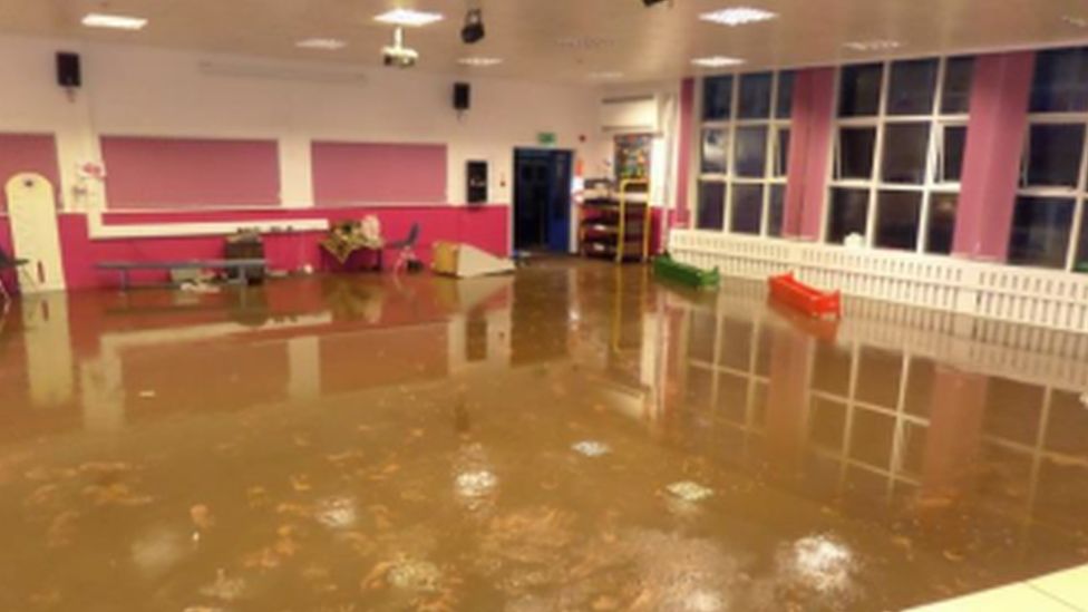 Floodwater filled Burnley Road Academy in 2015