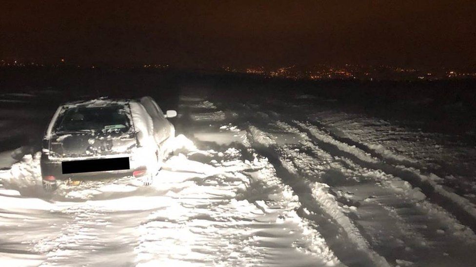 Car stuck in the snow