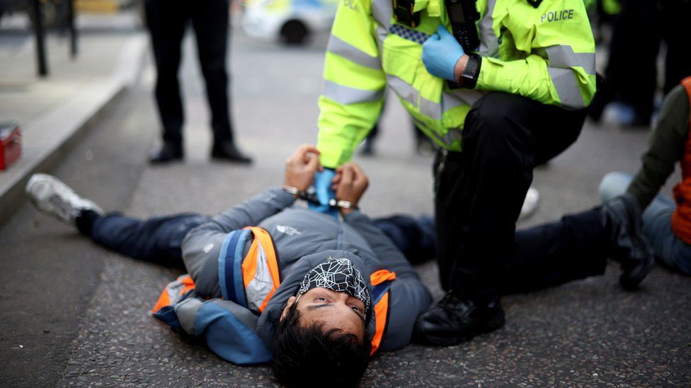 Insulate Britain protester in London