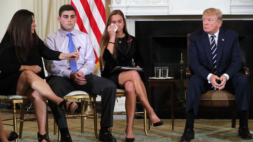 Donald Trump speaking to students from Marjory Stoneman Douglas High School