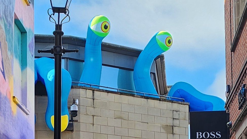 An inflatable monster