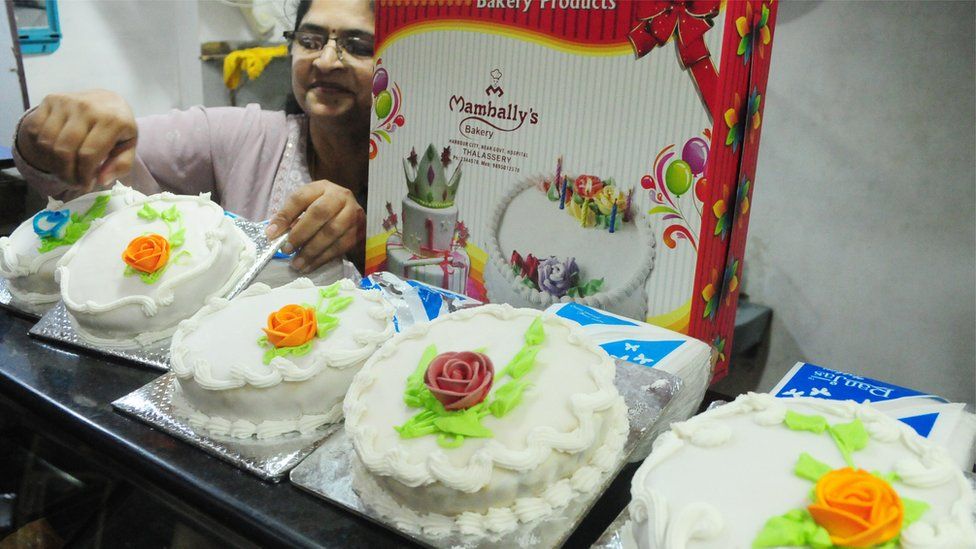 Christmas cakes seen at the Mambally Bakery in Thalassery