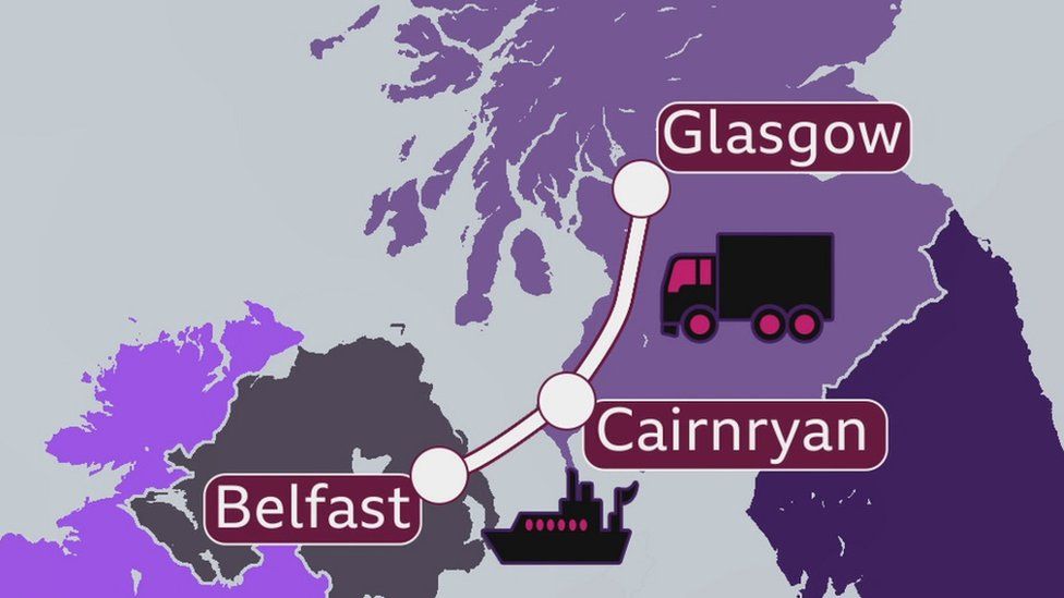 Billy's route from Glasgow to Belfast