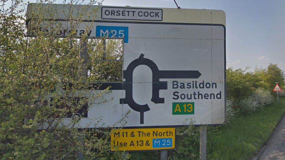 Orsett Cock roundabout sign