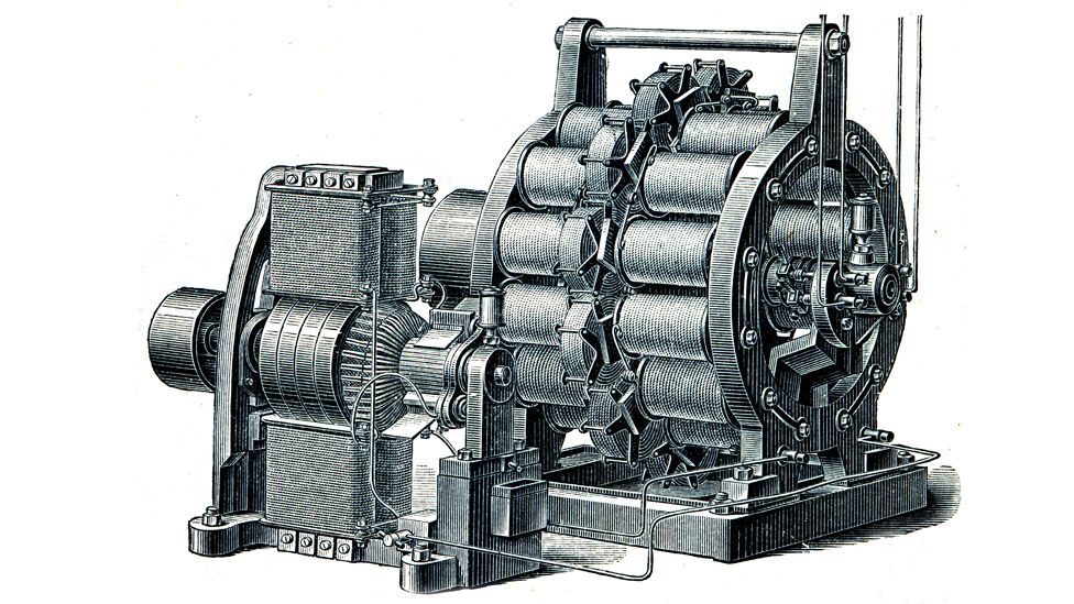 Illustration of a dynamo AC exciter Siemens from 1896